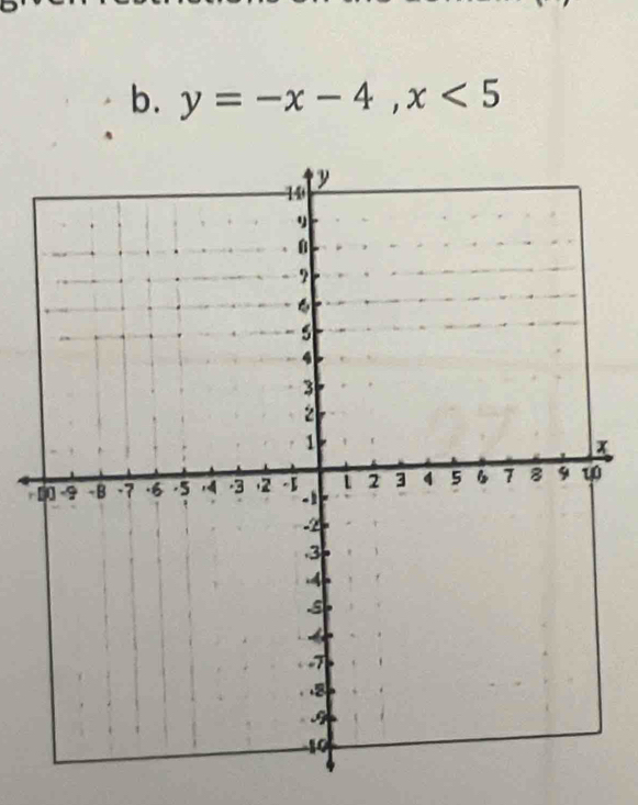 y=-x-4, x<5</tex>