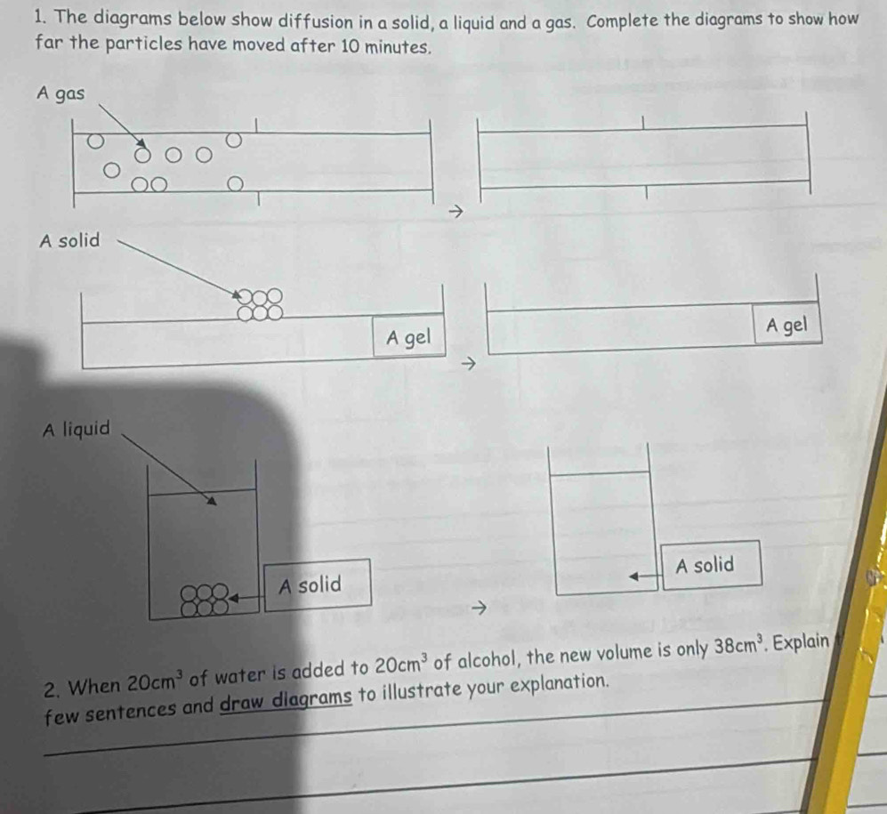 Solved: The diagrams below show diffusion in a solid, a liquid and a ...