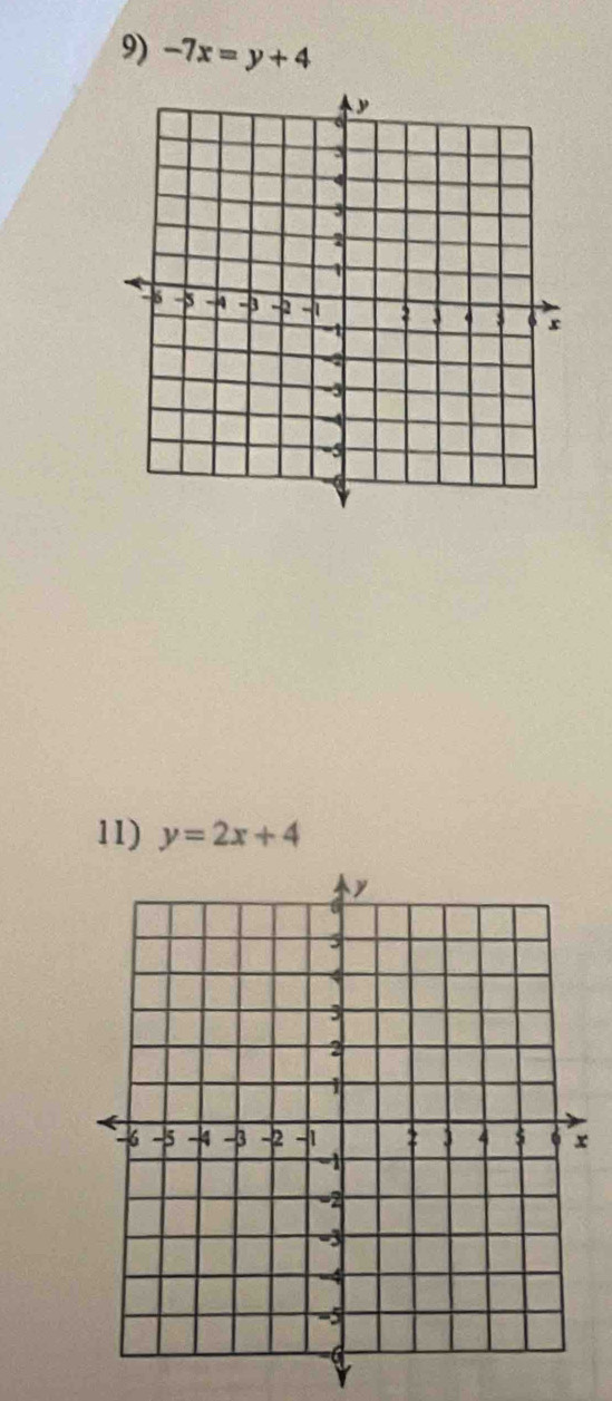 -7x=y+4
11) y=2x+4
Y