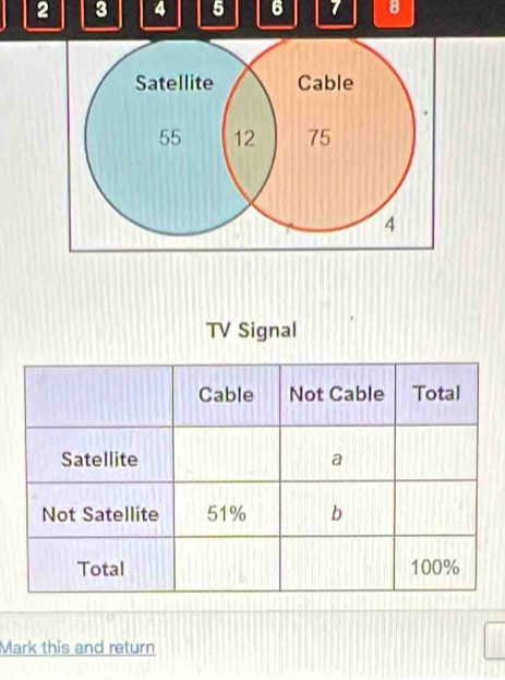 2 3 4 5 6 7 8
TV Signal 
Mark this and return