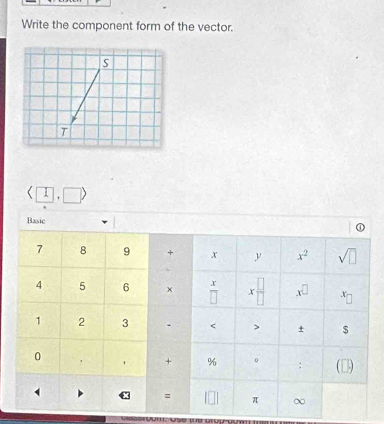 Write the component form of the vector.
s
T
< I  |