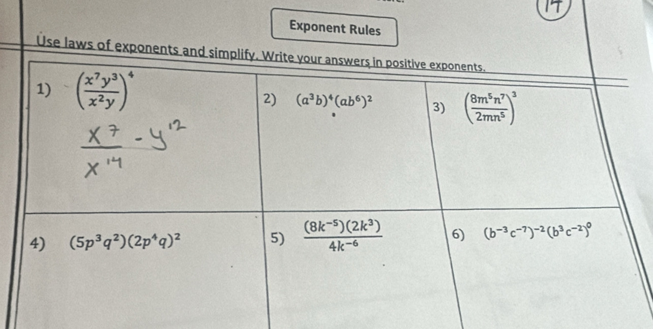 Exponent Rules
Use laws of exp