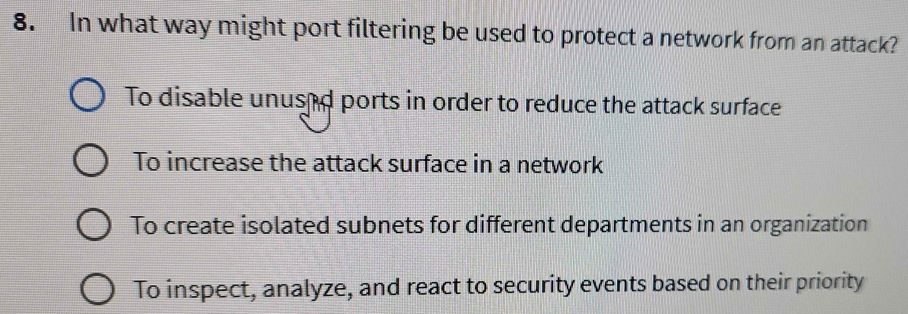 Solved: In what way might port filtering be used to protect a network ...