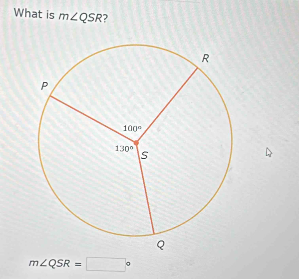 What is m∠ QSR
m∠ QSR=□°