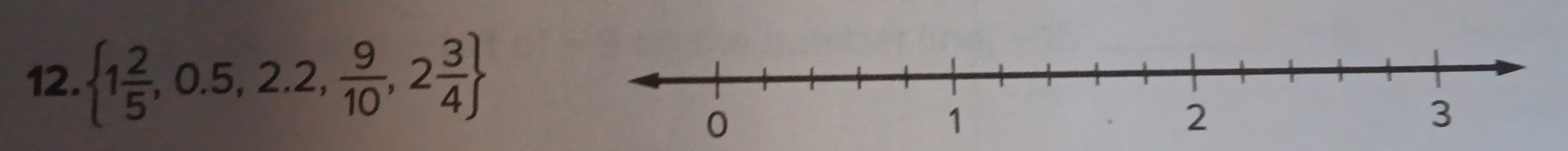  1 2/5 ,0.5,2.2, 9/10 ,2 3/4 