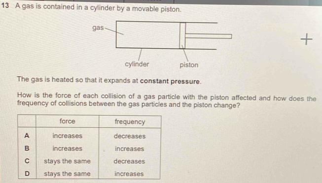 Solved: A gas is contained in a cylinder by a movable piston. The gas ...
