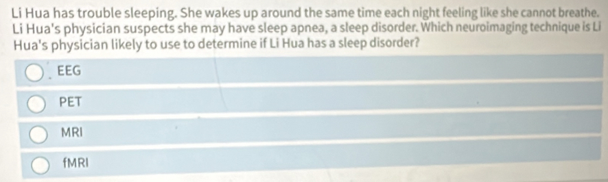 Solved: Li Hua has trouble sleeping. She wakes up around the same time ...