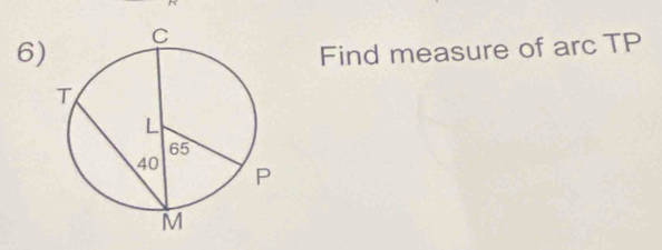 Find measure of arc TP