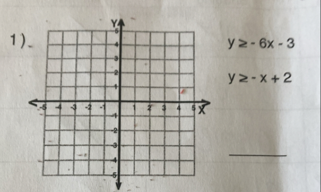 1
y≥ -6x-3
y≥ -x+2
_