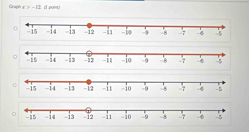 Graph x>-12. (1 point)