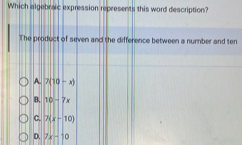 Which algebraic ex
n