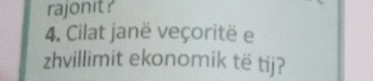 rajonit ? 
4. Cilat janë veçoritë e 
zhvillimit ekonomik të tij?