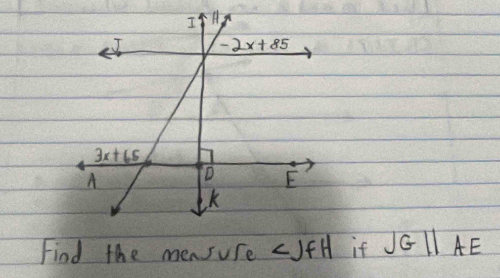 Find the mensure cJff if JGparallel AE