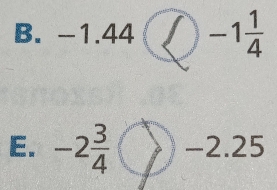 -1.44 -1 1/4 
E. -2 3/4  -2.25