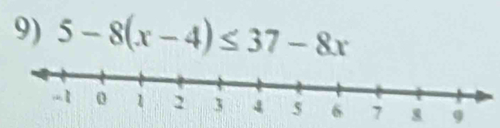 5-8(x-4)≤ 37-8x
9