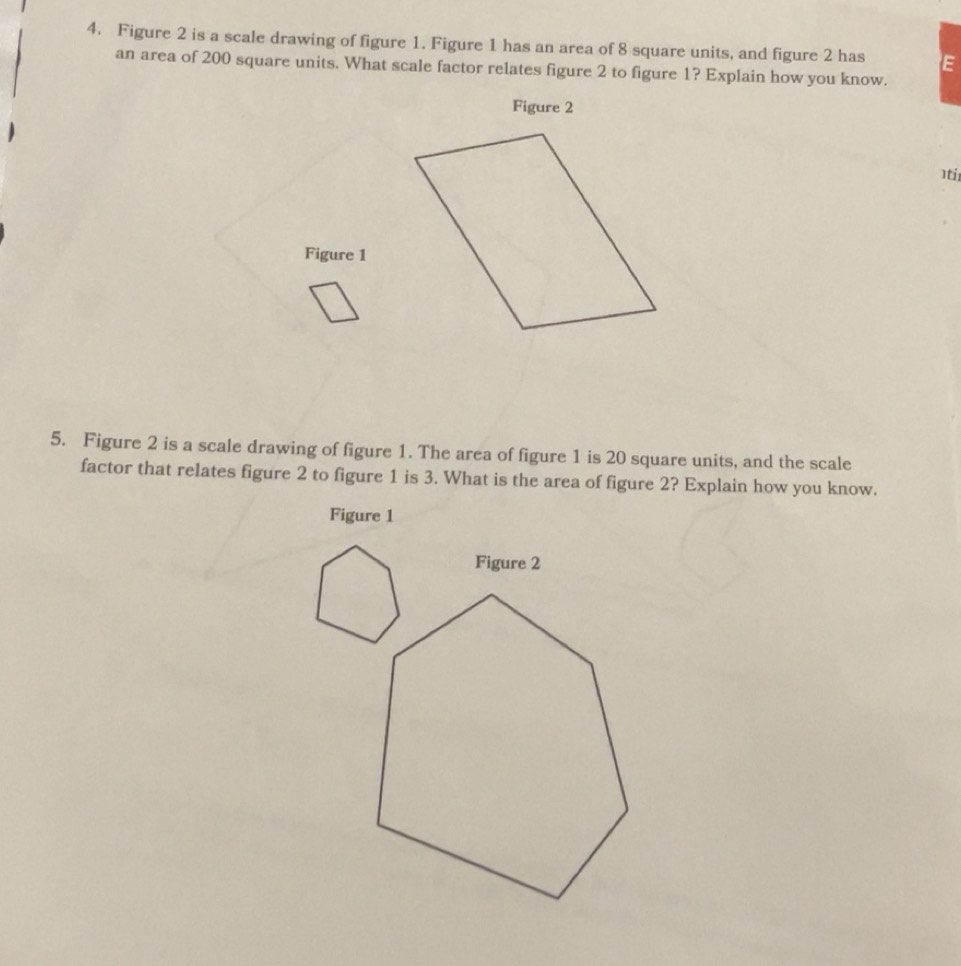 Solved: Figure 2 is a scale drawing of figure 1. Figure 1 has an area ...