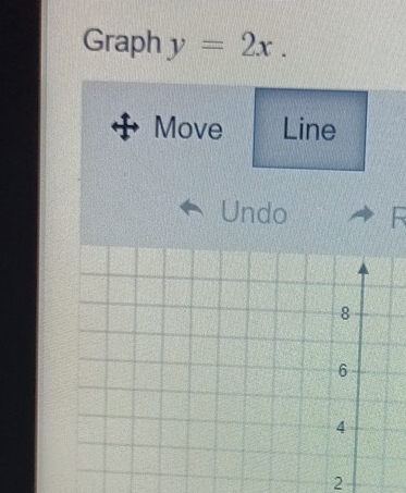 Graph y=2x. 
Move Line 
Undo 
2