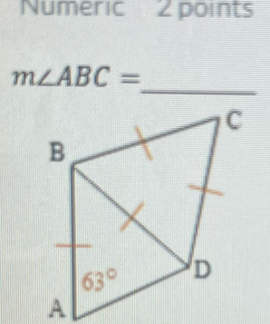 Numeric  2 points
_
m∠ ABC=