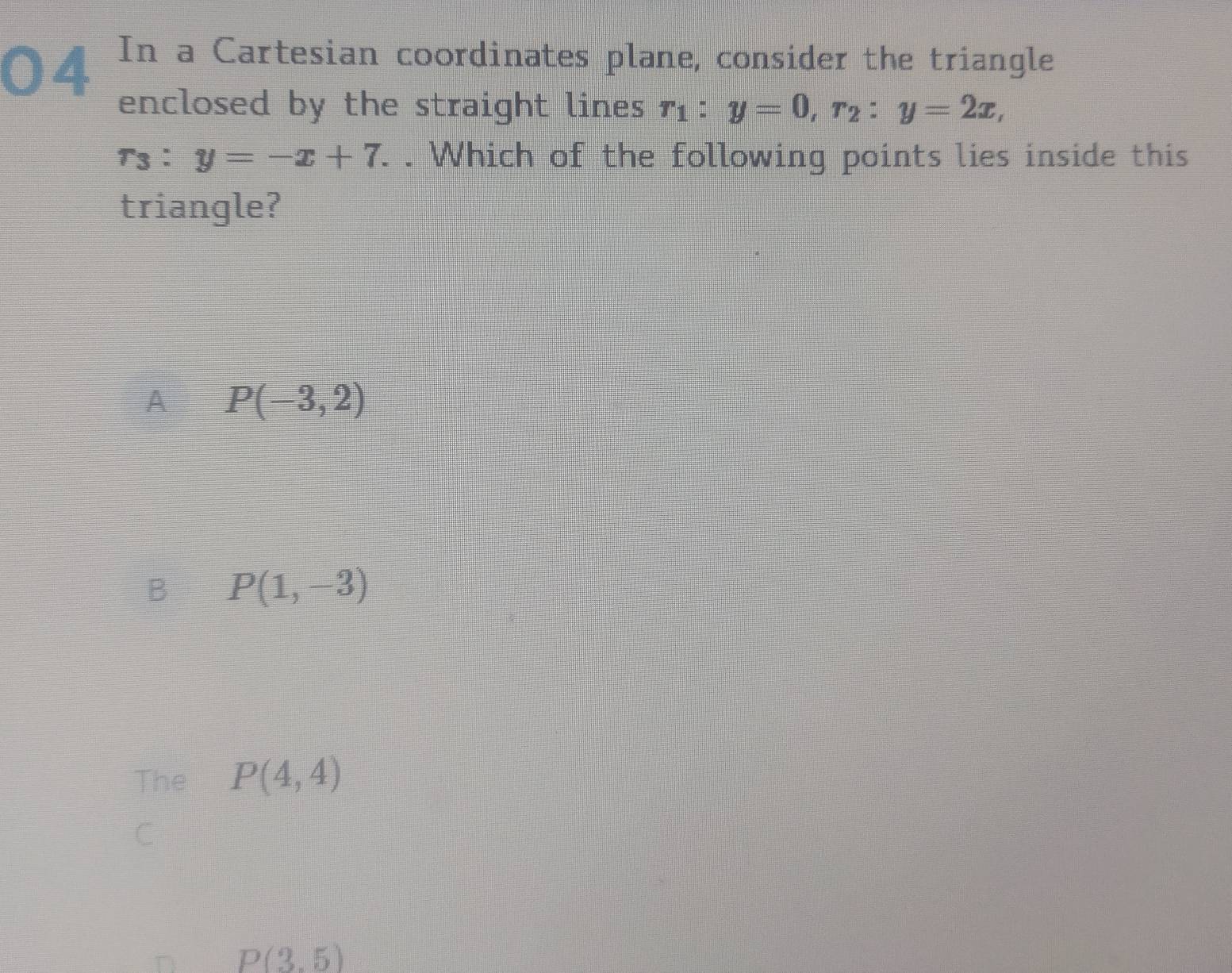 Risolto:In a Cartesian coordinates plane, consider the triangle ...