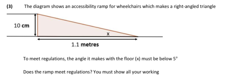Solved: (3) The diagram shows an accessibility ramp for wheelchairs ...