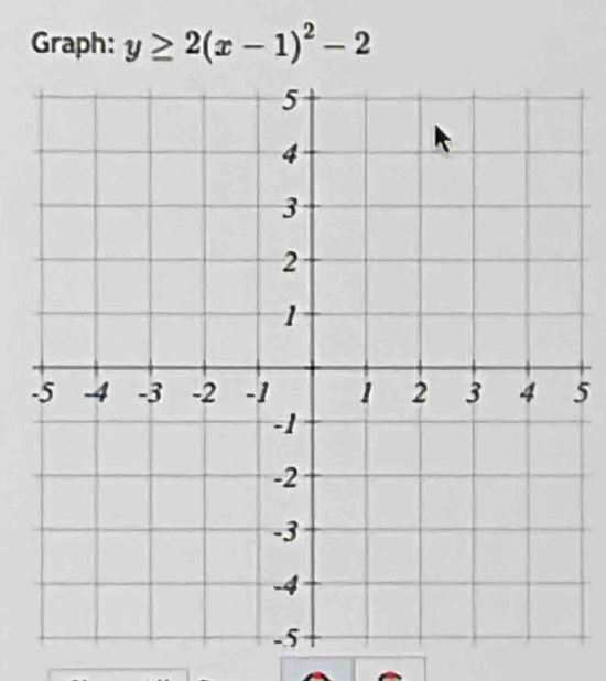 Graph: y≥ 2(x-1)^2-2
5