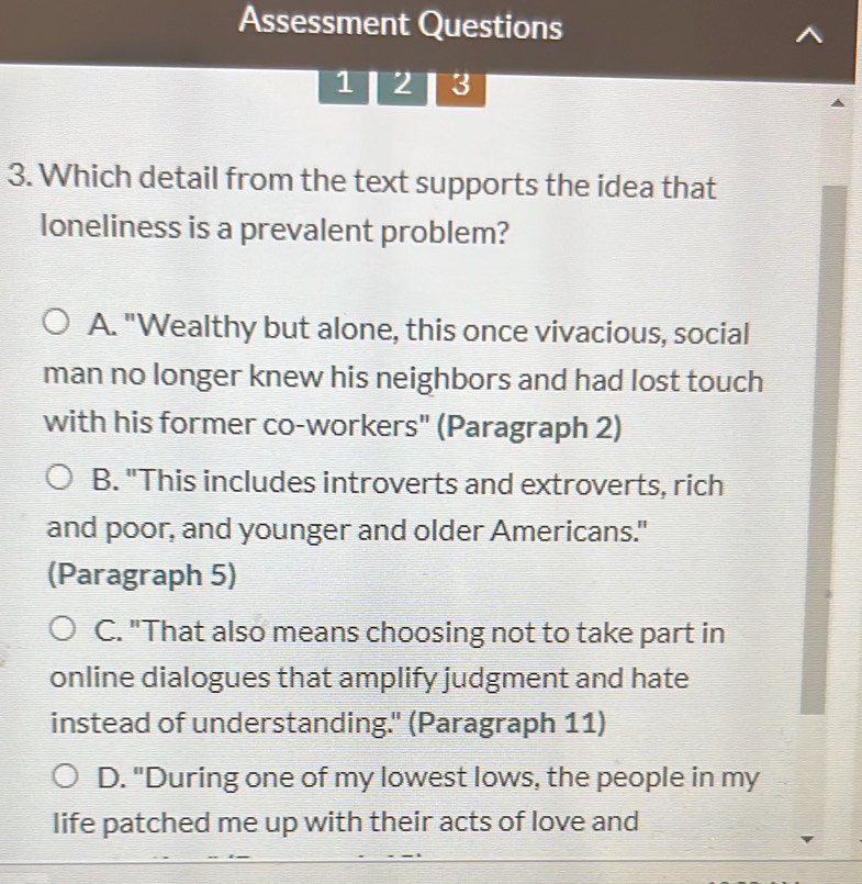 Solved: Assessment Questions 1 2 3 3. Which detail from the text ...