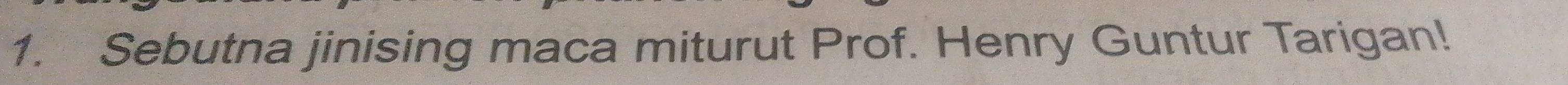 Sebutna jinising maca miturut Prof. Henry Guntur Tarigan!