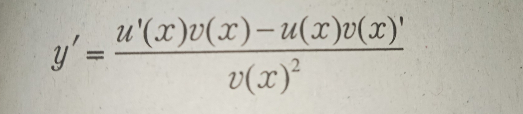 y'=frac u'(x)v(x)-u(x)v(x)'v(x)^2