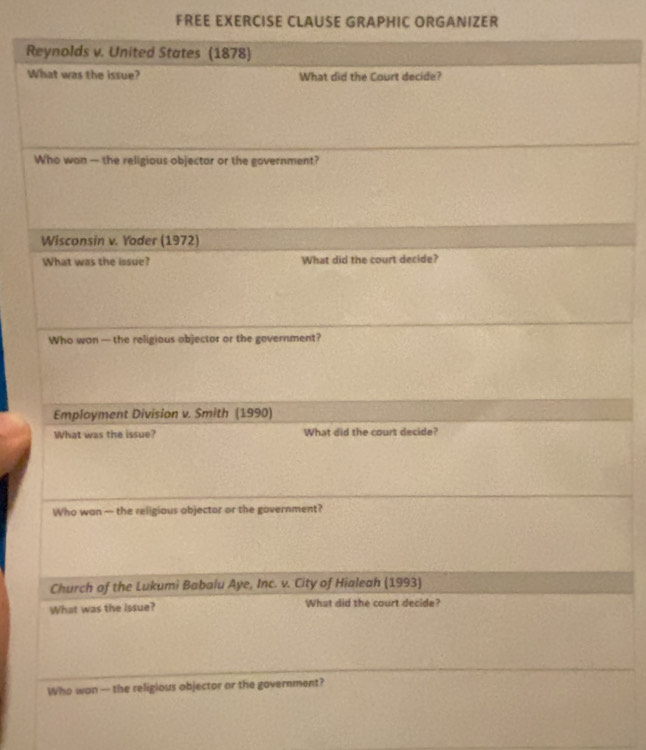 FREE EXERCISE CLAUSE GRAPHIC ORGANIZER 
R 
W