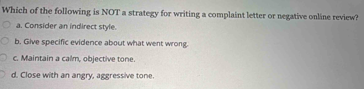 Solved: Which of the following is NOT a strategy for writing a ...
