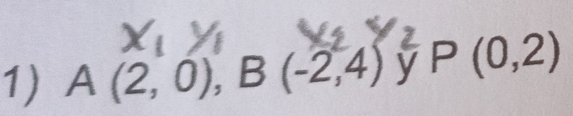 A (2, 0), B (-2,4) y V P(0,2)