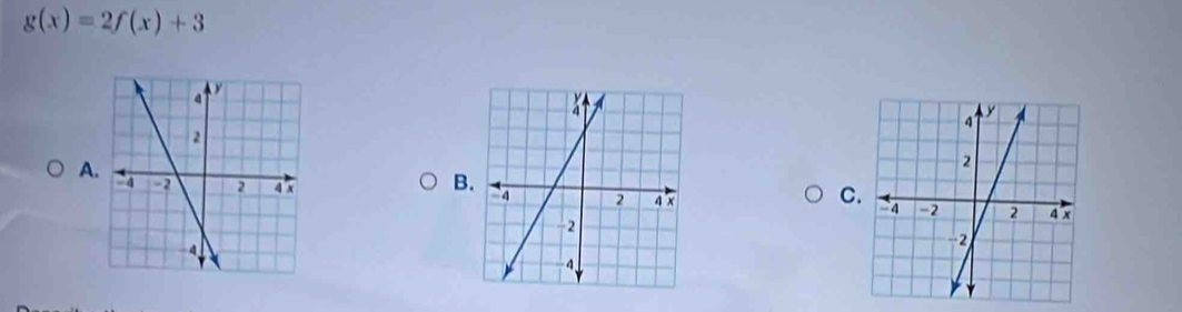 g(x)=2f(x)+3
B 
C 
A