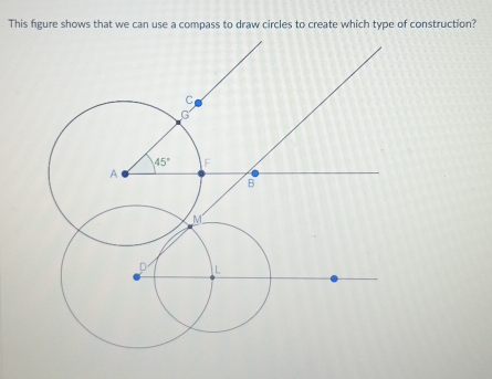 This figure shows that we can use a compass to draw circles to create which type of construction?