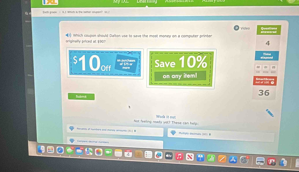 Solved: My IxL Learning Assessmen Anay Q d Sixth grade | X.1 Which is ...