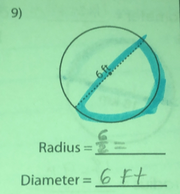 Radius =_  a
Diameter =_ 