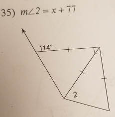 m∠ 2=x+77