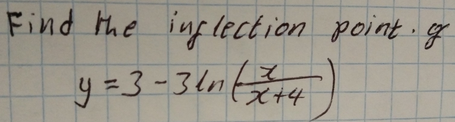 Find the inflection point.
y=3-3ln ( x/x+4 )