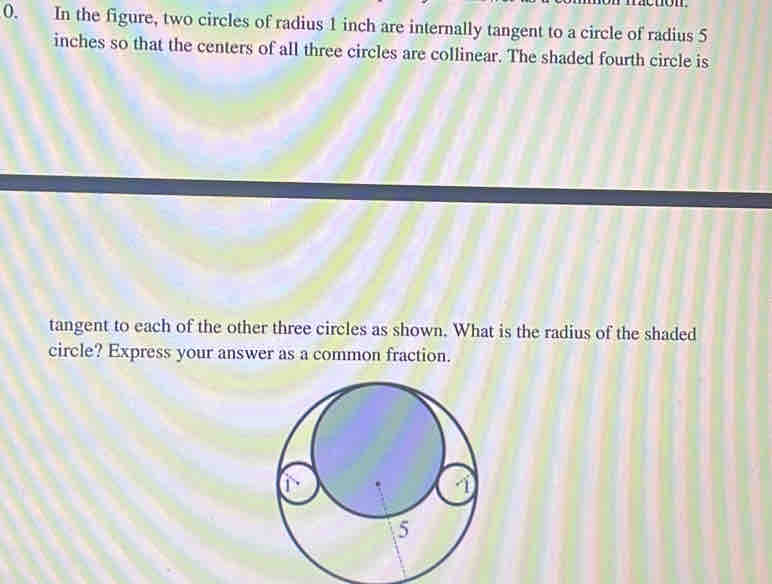 Solved: In the figure, two circles of radius 1 inch are internally ...
