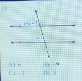 A) 6 B) -9
C) -3 D) 5