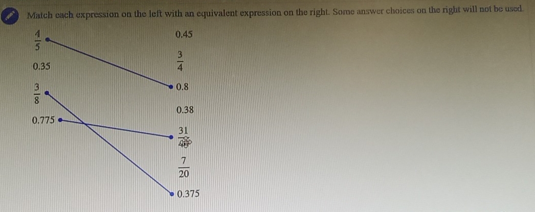 Match each expression on the left with an equivalent expression on the right. Some answer choices on the right will not be used