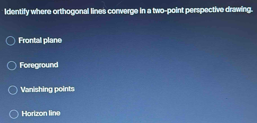 Solved: Identify where orthogonal lines converge in a two-point ...