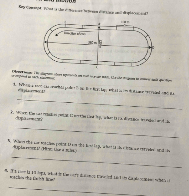 Motion Key Concept What is the difference between distance and ...