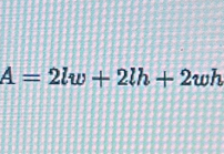 A=2lw+2lh+2wh