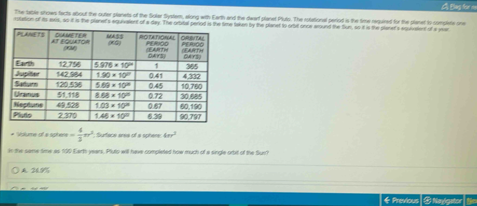 Solved: A Blag for re The table shows facts about the outer planets of ...
