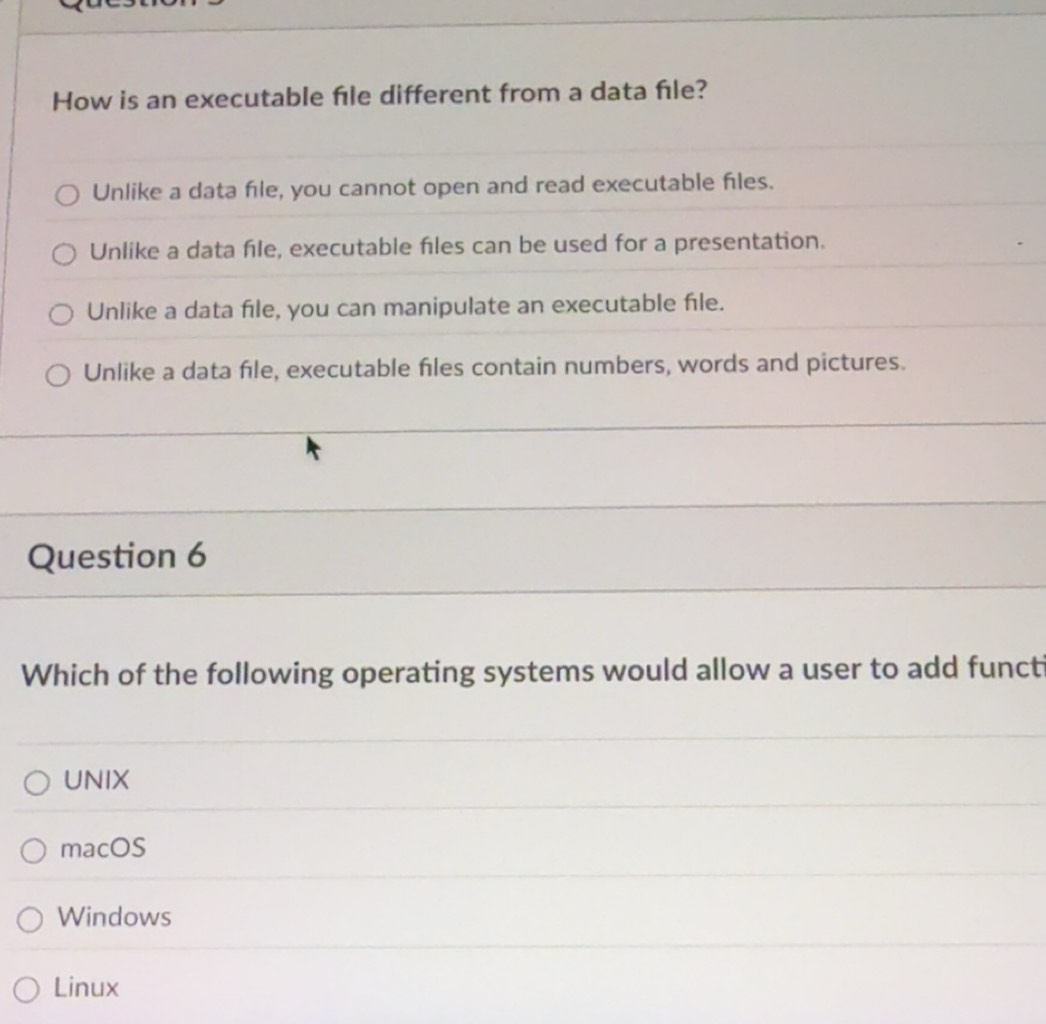 Solved: How is an executable fle different from a data file? Unlike a ...