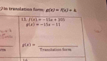 ) in translation form: g(x)=f(x)+k
r
16