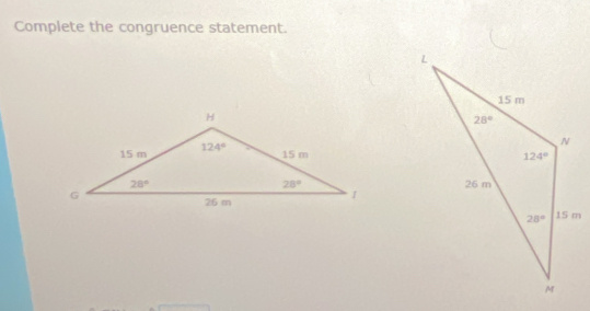 Complete the congruence statement.