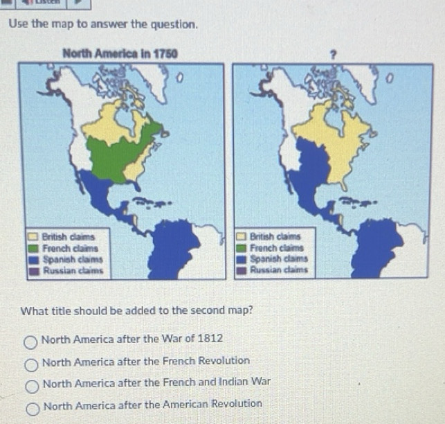 Solved: Usten Use the map to answer the question. What title should be ...