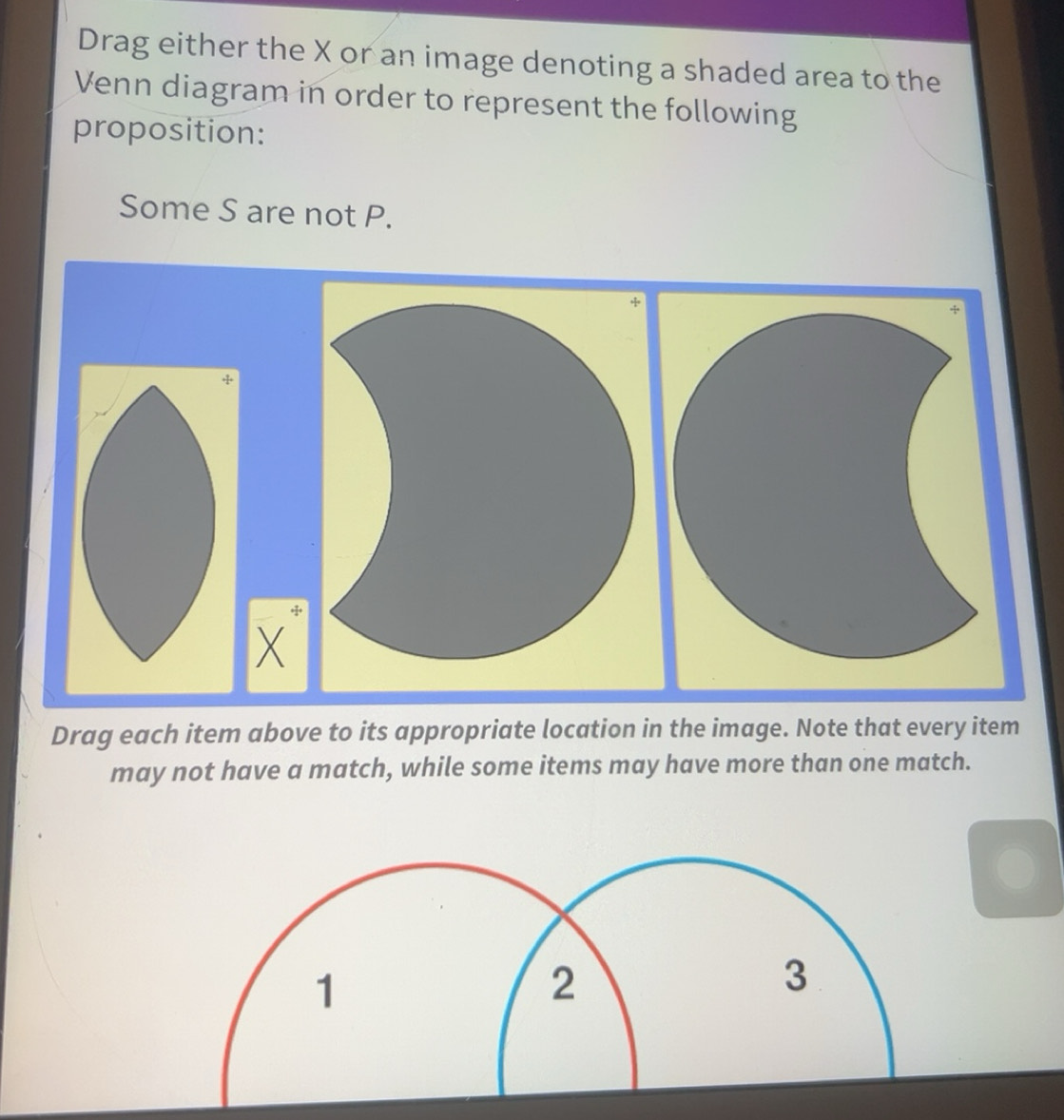 Solved: Drag either the X or an image denoting a shaded area to the ...