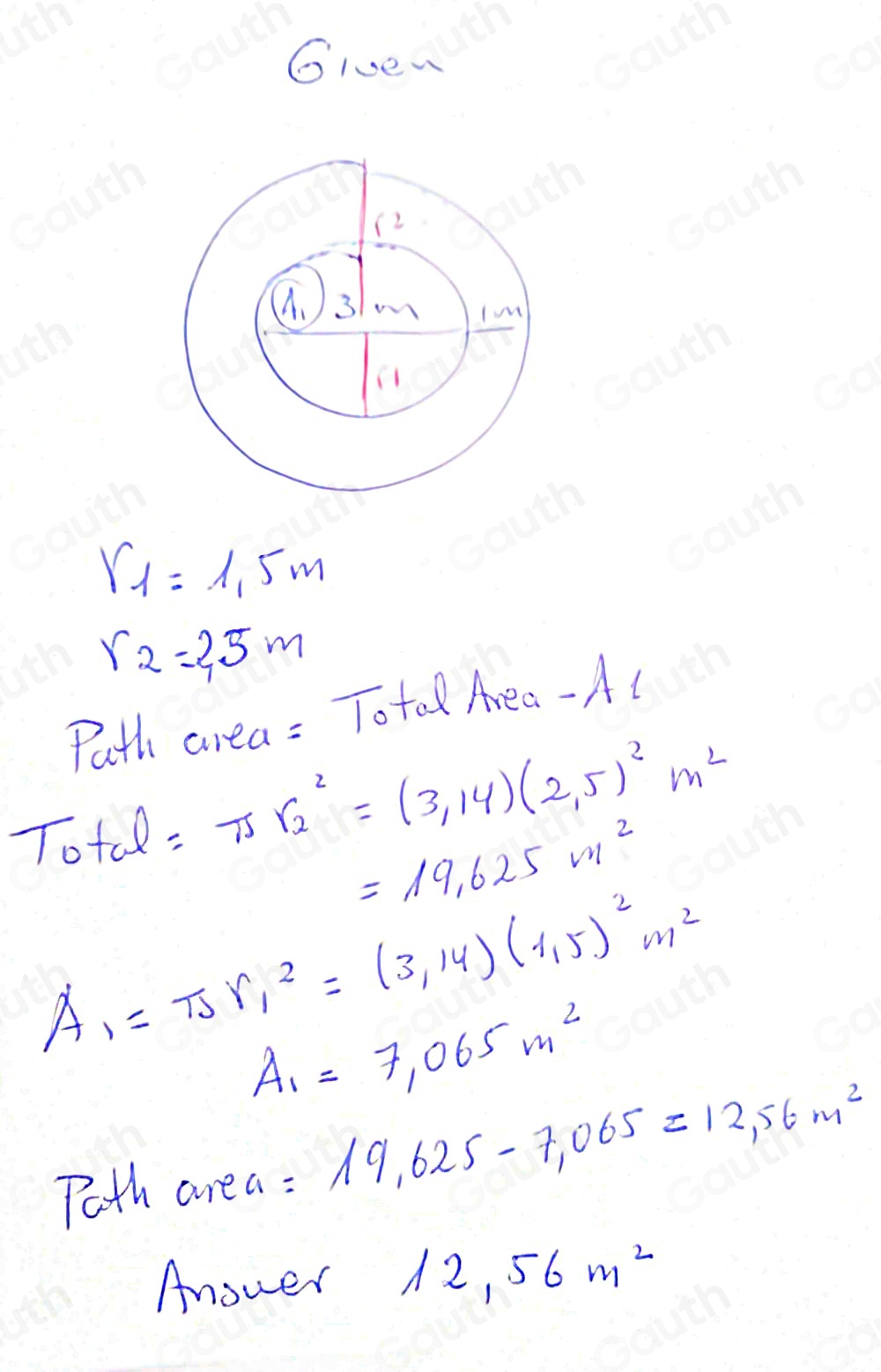 Solved: A circular lawn with a diameter of 3 metres is surrounded by a ...